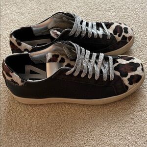 P448 Calf Hair Print Shoes with silver accents, EUC